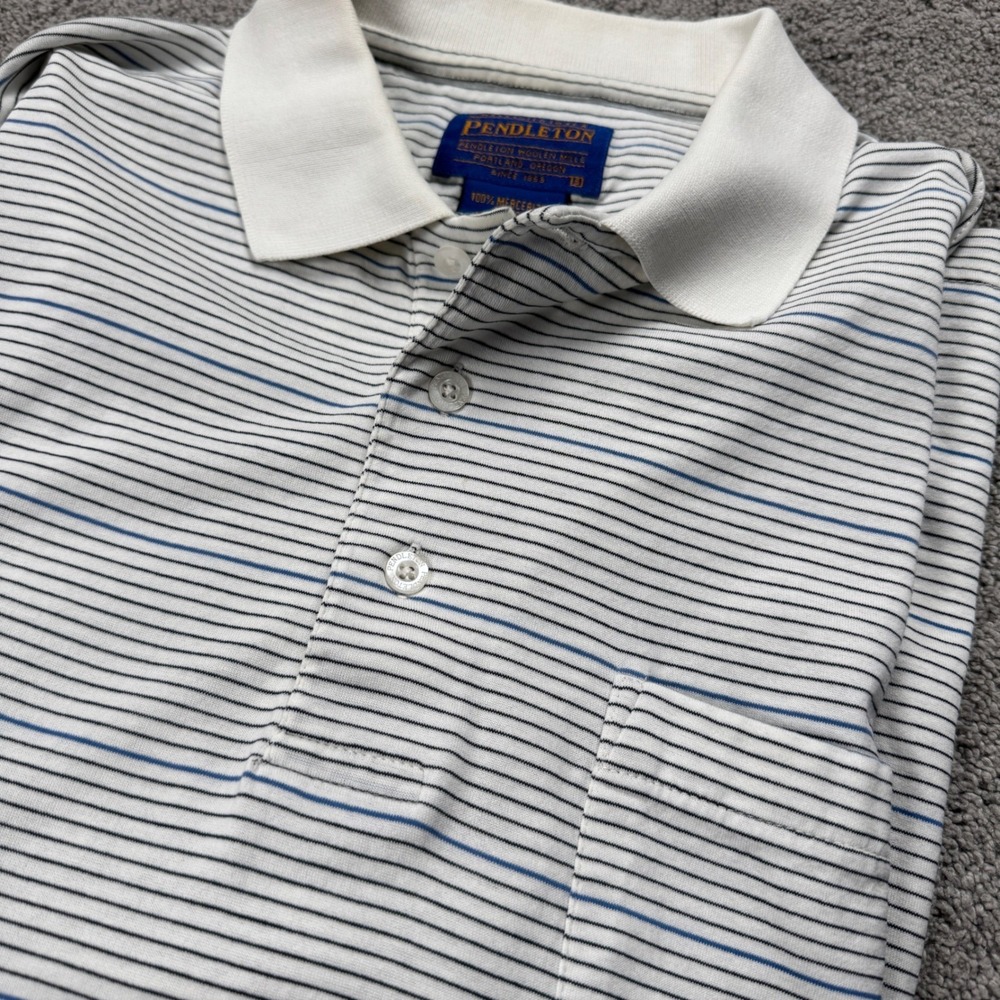 Vintage Pendleton Men's Small 100% Mercerized Cotton Short Sleeve Polo White